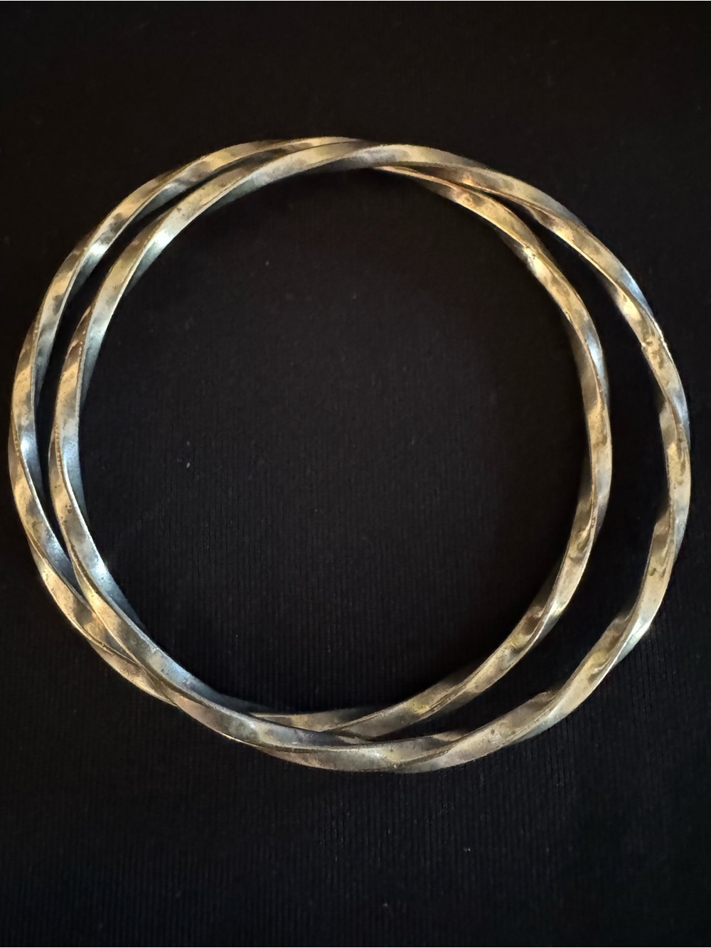 Vintage Silver Tone Twist Bangle Bracelets - Set of 2